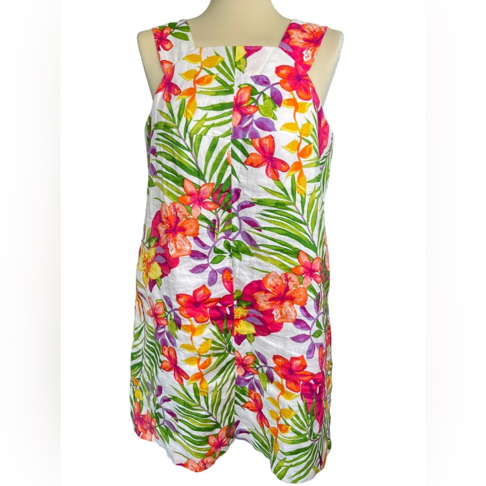 Tommy Bahama floral tropical print linen shift sundress size 6